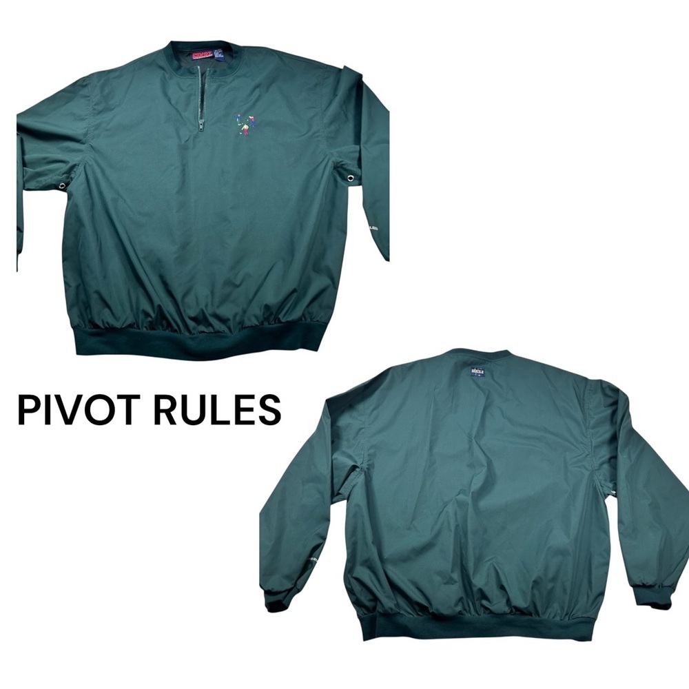 Vintage Pivot Rules Golf Windbreaker Pullover Jacket XXL 90s Style Forest Green